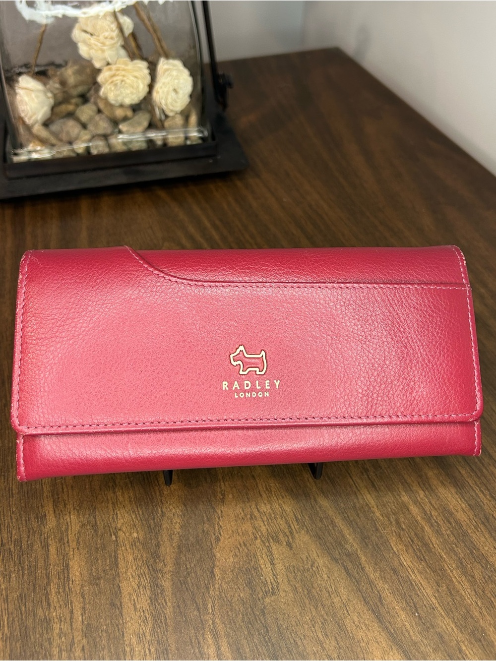 Radley London Burgundy Leather Flap Wallet Scottie Dog Logo Zip Coin Pocket